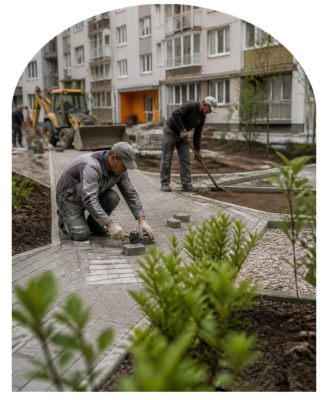 Благоустройство двора многоквартирного дома в Шумерле